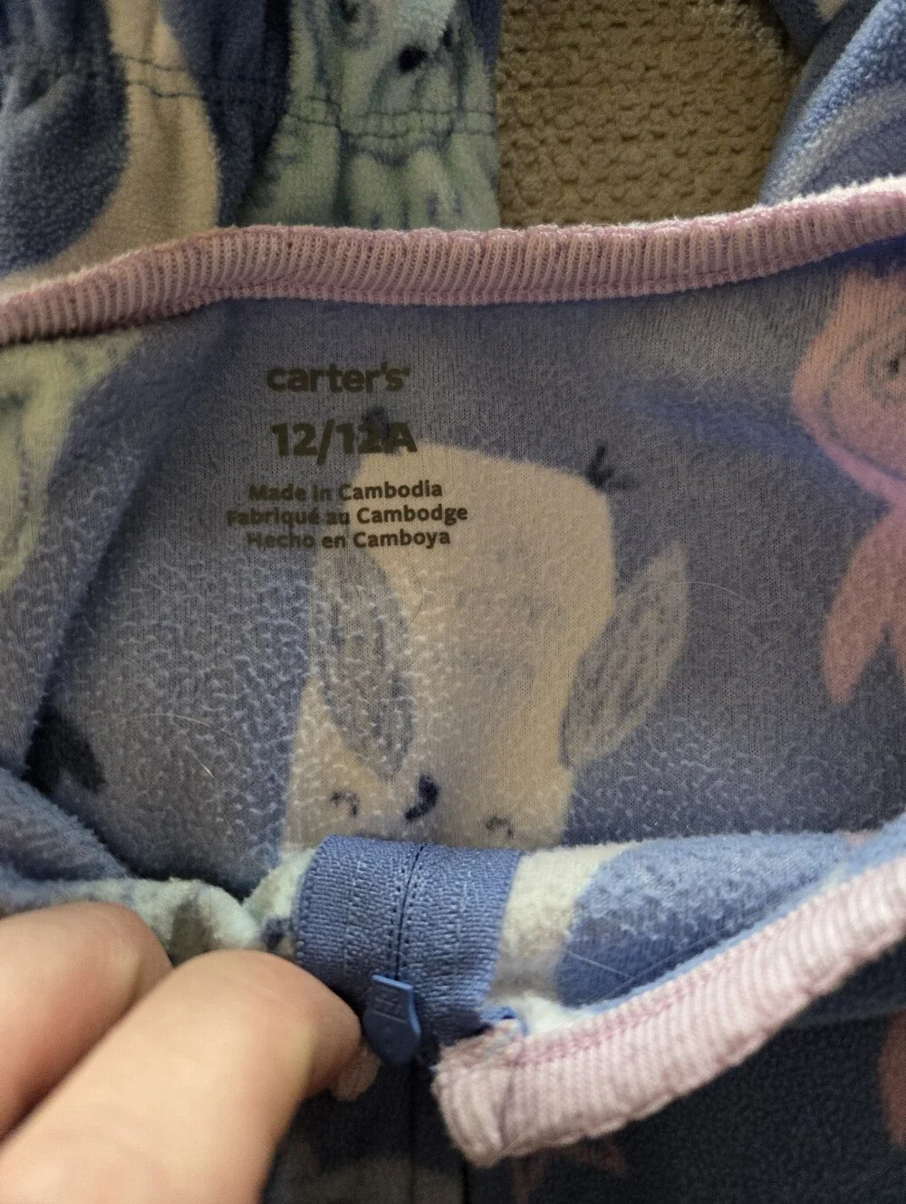 Carter's Plush Footed Pajamas with Pastel Owl Print Sz 12